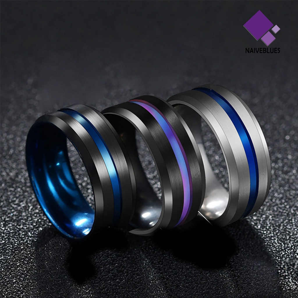 Naiveblue &gt; Cincin Lebar 8MM Warna Ganda Untuk Unisex / Pria / Wanita