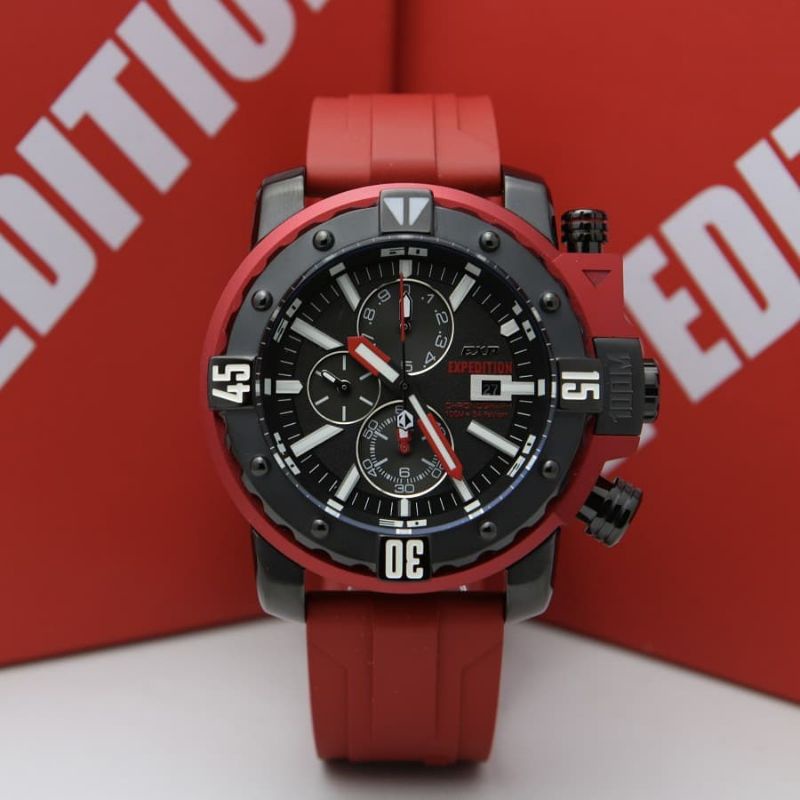 Jam Tangan Expedition EXP E 302 Pria / E302 MC Red / Black Original