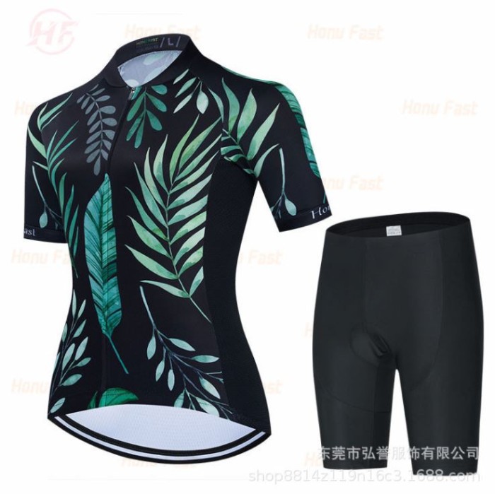 Jersey Set Wanita baju dan celana Premium Leaf Abstract