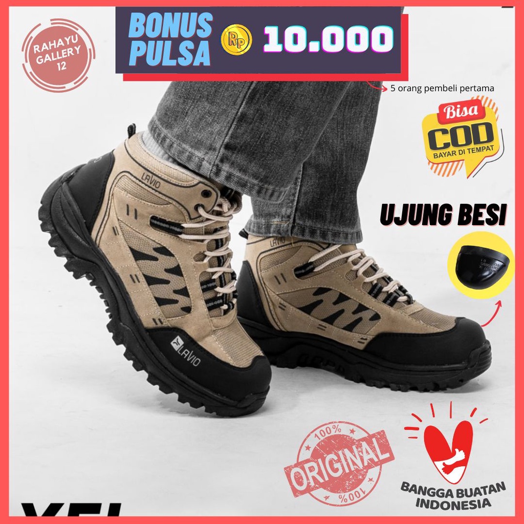 Sepatu Safety Pria Ujung Besi Original Lavio Axel Septi Kerja Cowok Sefty Proyek