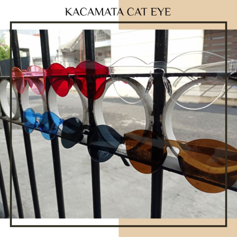 (KM20) Kacamata Korea Model Cat Eye Warna Beragam Kacamata Frameless