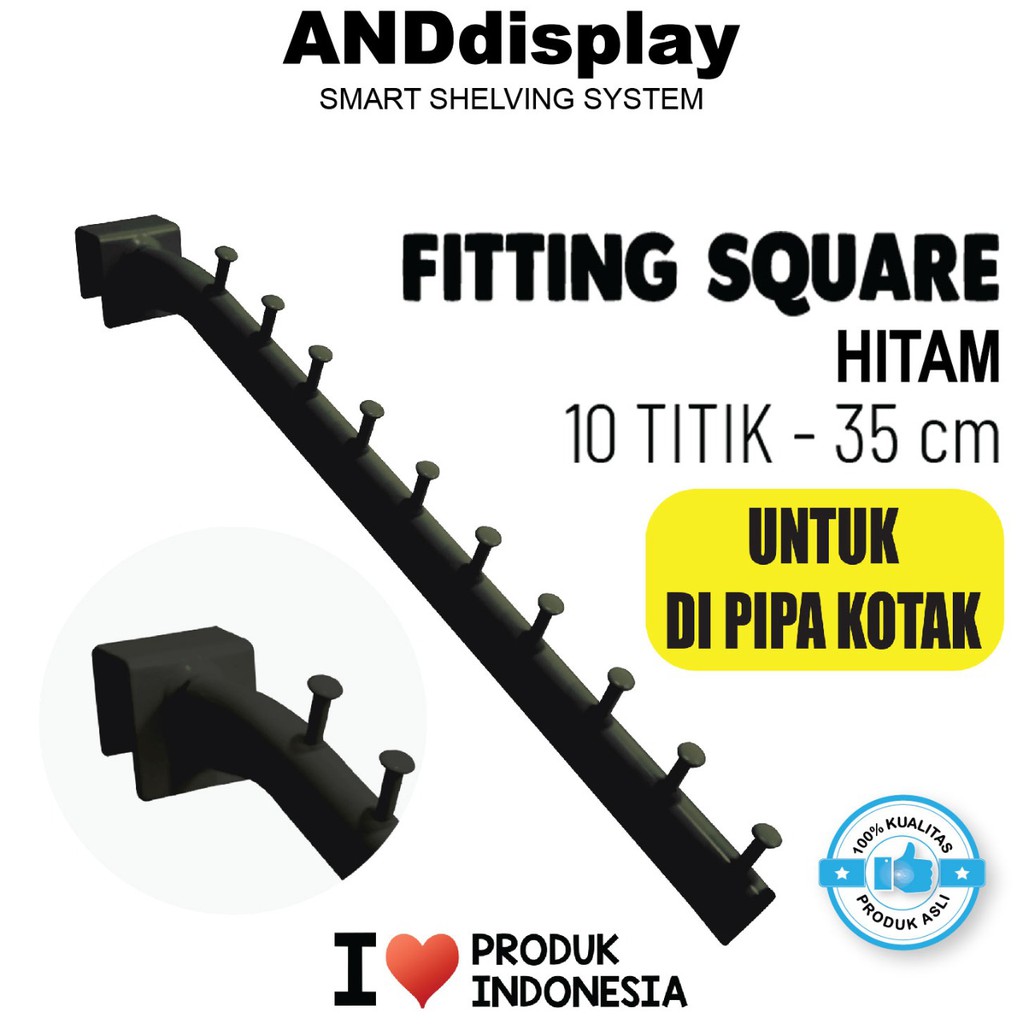 GANTUNGAN SULING BAJU FS 35CM PIN 10 HITAM FITTING SQUARE PIPA KOTAK