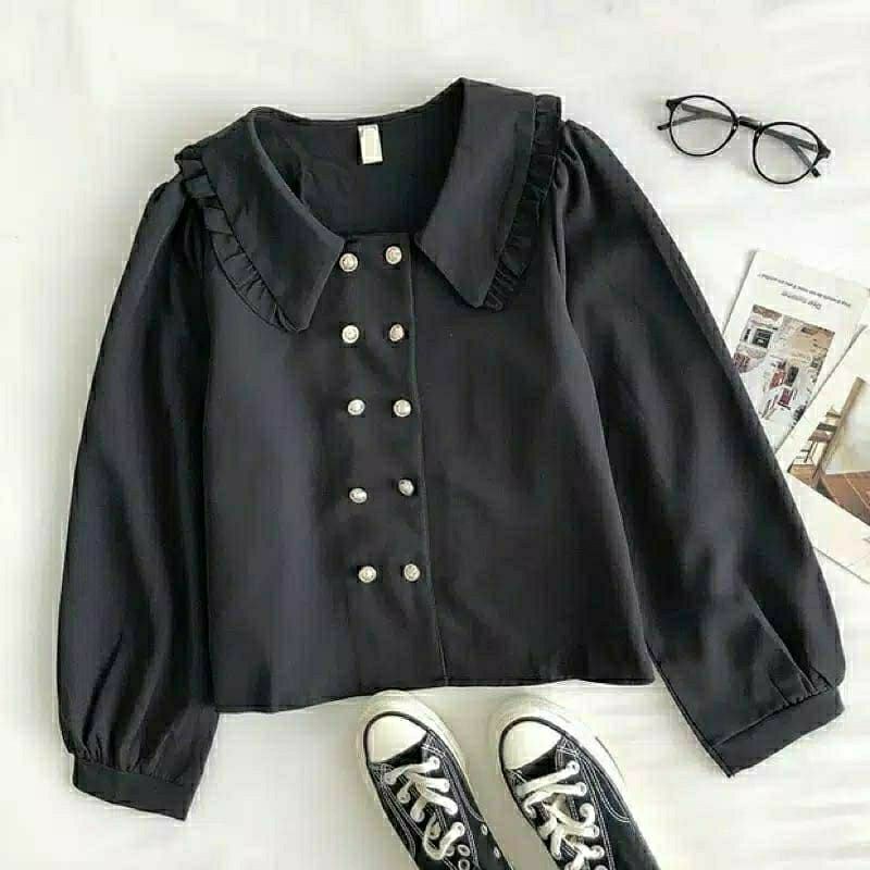 Blouse Bloni Full Kancing Daily Busui Wanita Blouse Moscrepe Premium Blouse Wanita-2
