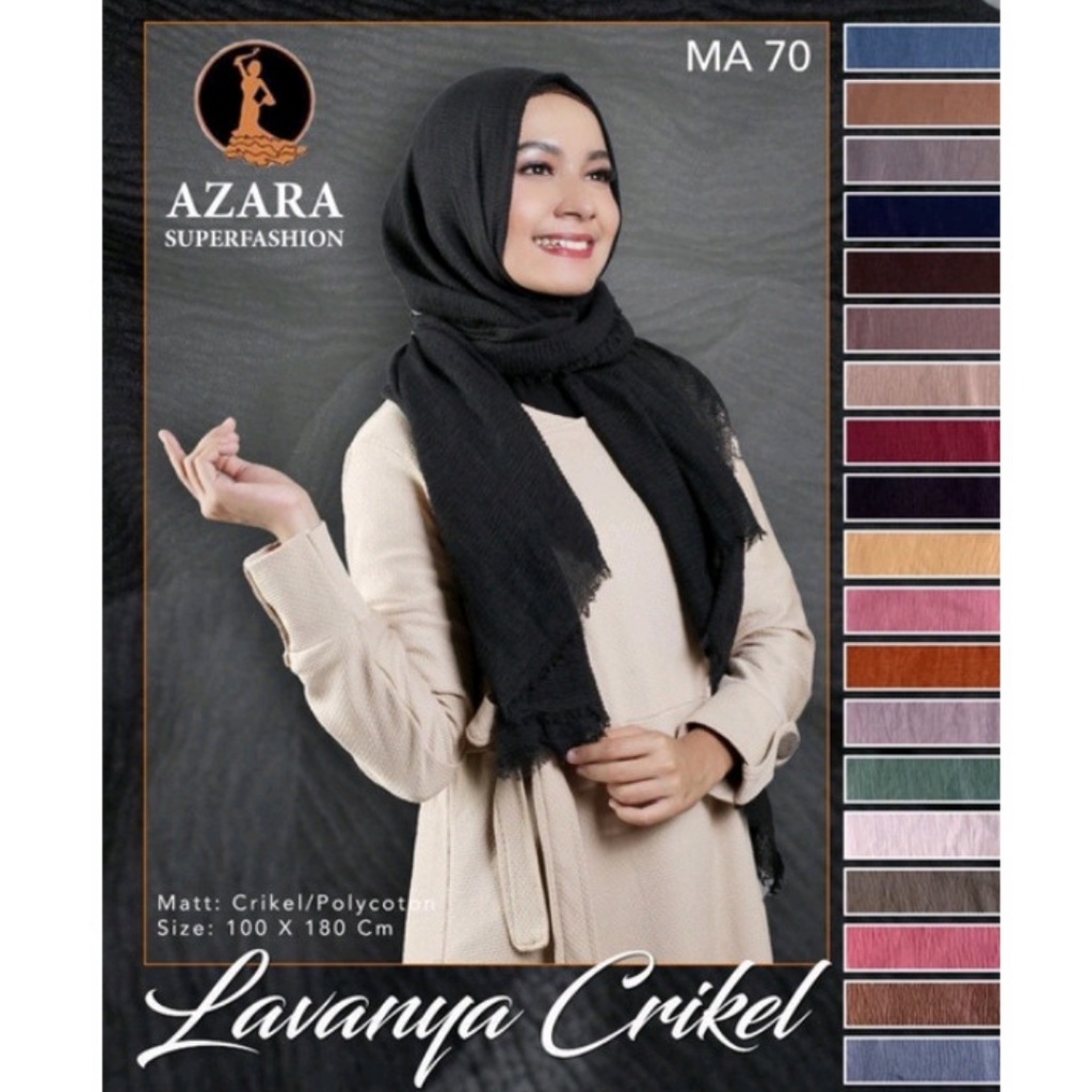 Zula Hijab - Hijab Pashmina Arab/Turki LAVANYA CRINKLE SHAWL by Azara 180x100 cm Pashmina Crinkle Sh