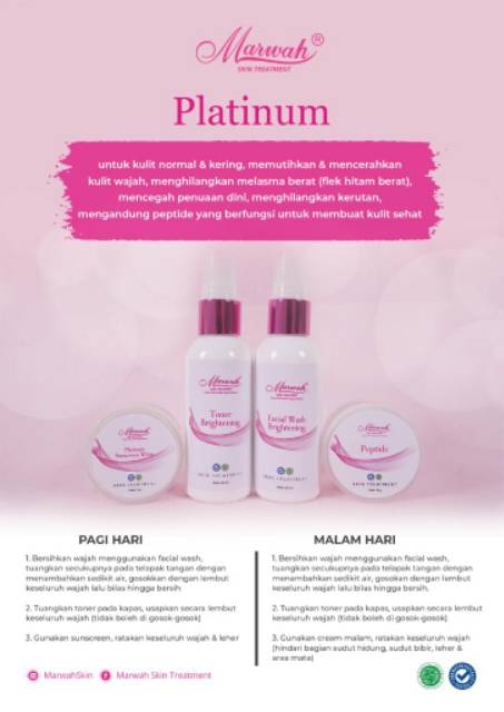 Marwah Skincare Paket Platinum Untuk Kulit Normal Memutihkan Mencerahkan Shopee Indonesia