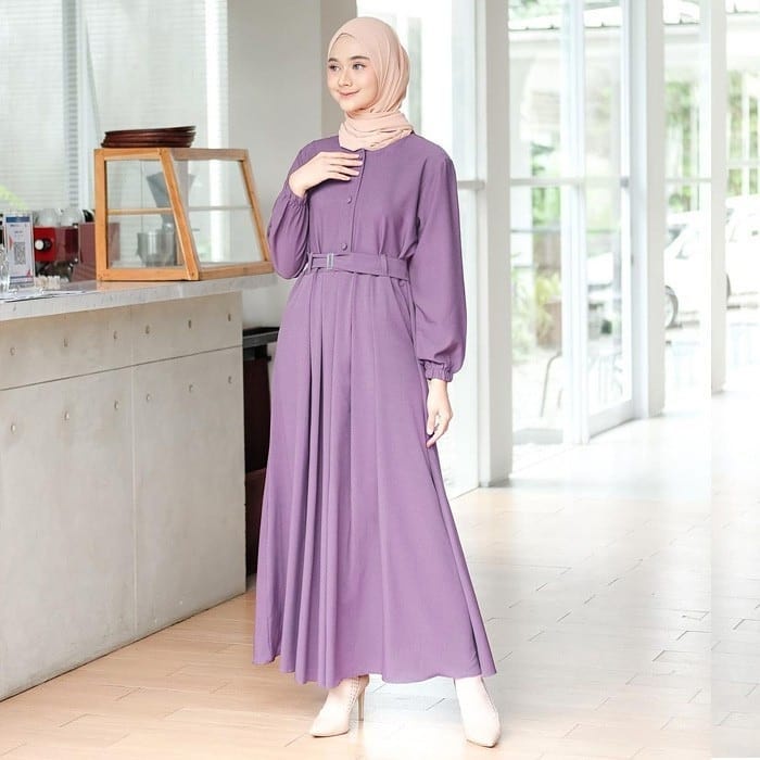 LALUNA MAXI BL Bahan MOSSCRAPE Baju Gamis Remaja Gamis Wanita Gamis Remaja Terbaru 2022