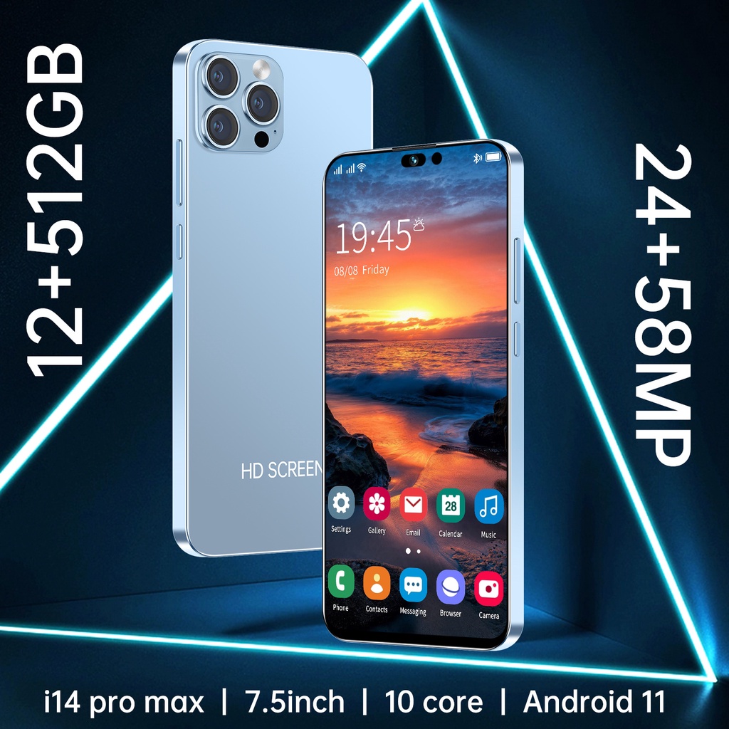 [Produk Baru HP] Ponsel Pintar Baru i14 Pro Max 7,5 inci HD Kamera Ponsel Android RAM 12GB + ROM 512GB Siswa Belajar Ponsel dual card dual standby gaming phone hp murah