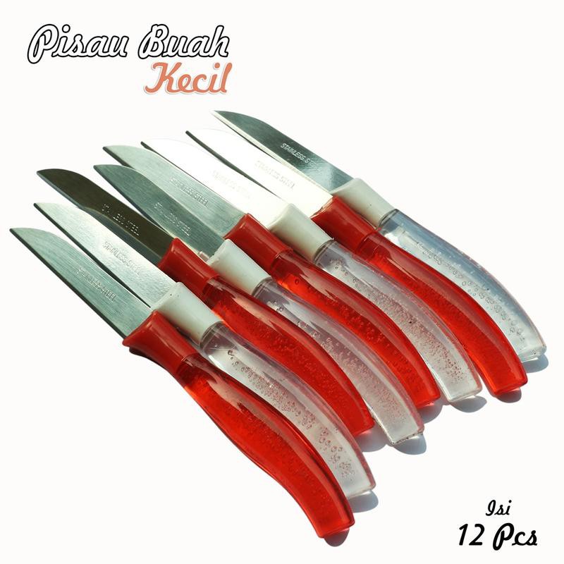 Pisau Ukir Buah Hias Stainless isi 12 pcs / Fruit Knife - Random