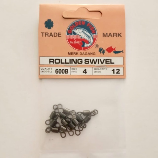Rolling Swivel Kili Kili Pancing 600B Size 4 Golden Fish