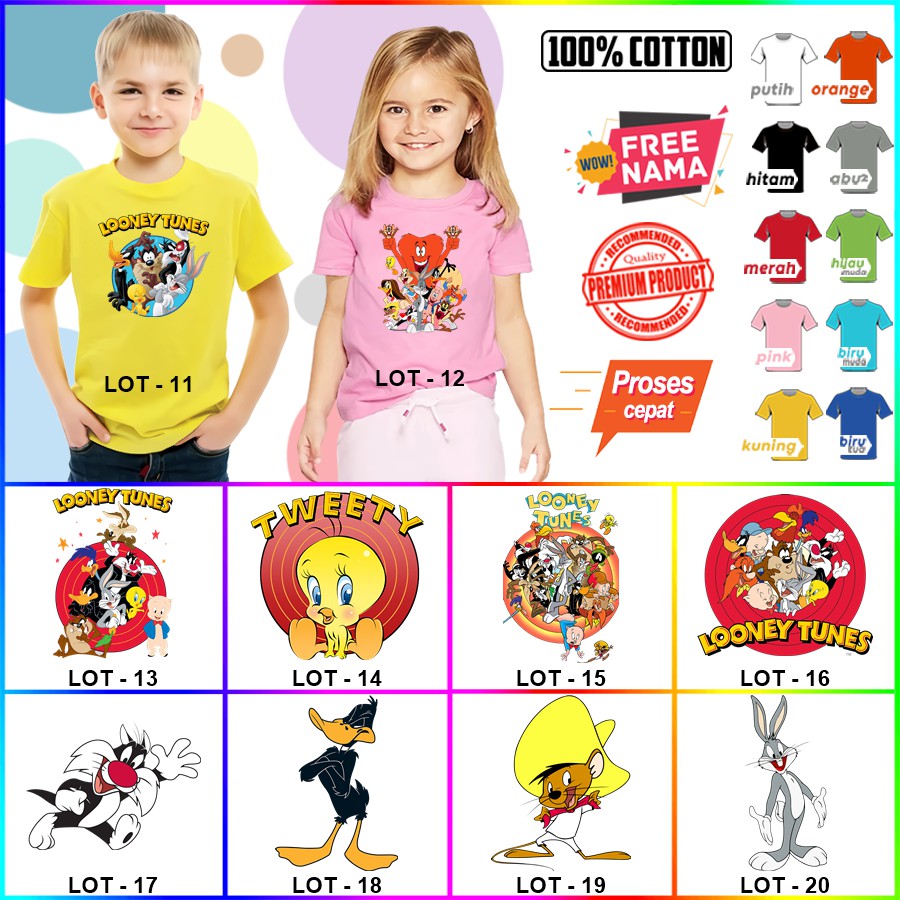 Baju Kaos ANAK DAN DEWASA BUGS BUNNY COUPLE (FREE NAMA)