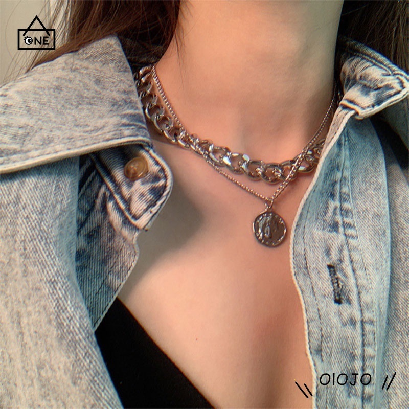 COD❤Kalung Rantai Double Layer Dengan Liontin Bahan Titanium Steel Gaya Hip Hop A one