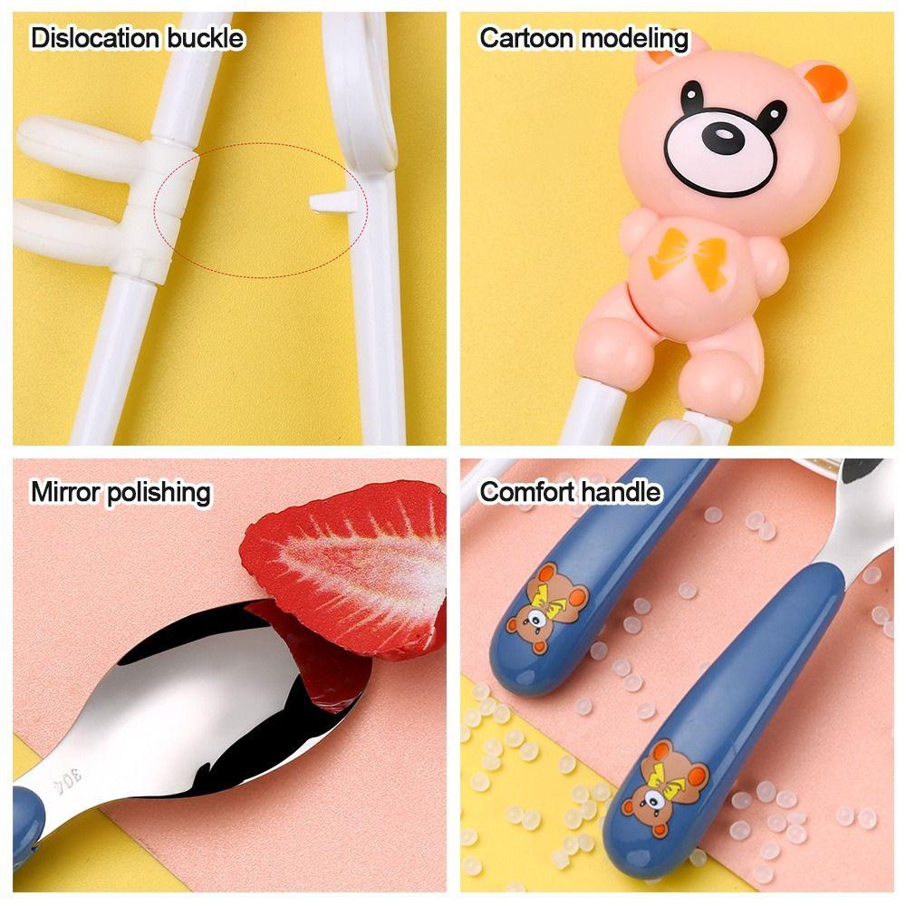 Solighter Set Peralatan Makan Anak Lucu Reusable Food Eat Training Belajar Sumpit