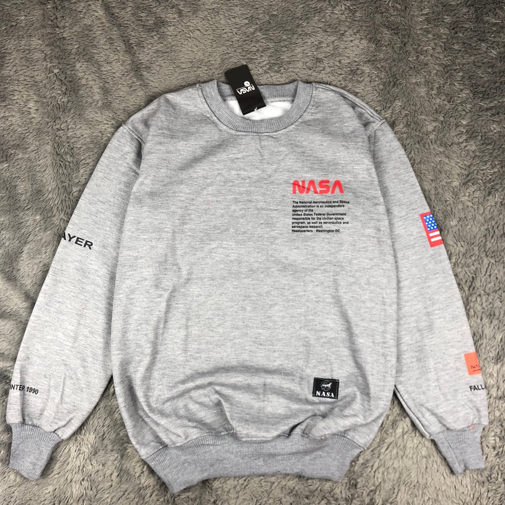 NASA PLAT CREWNECK ABU ABU KEKINIAN / NASA COTTON FLEECE TEBAL / 100% PREMIUM