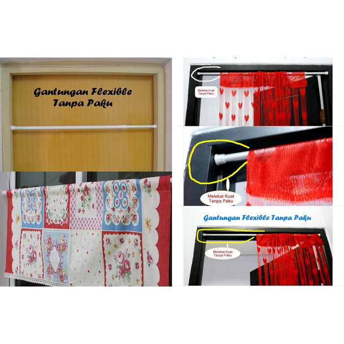 Sgmshop Size 72 - 120 cm Tiang Gorden Tirai Gantungan Flexible Tanpa Paku