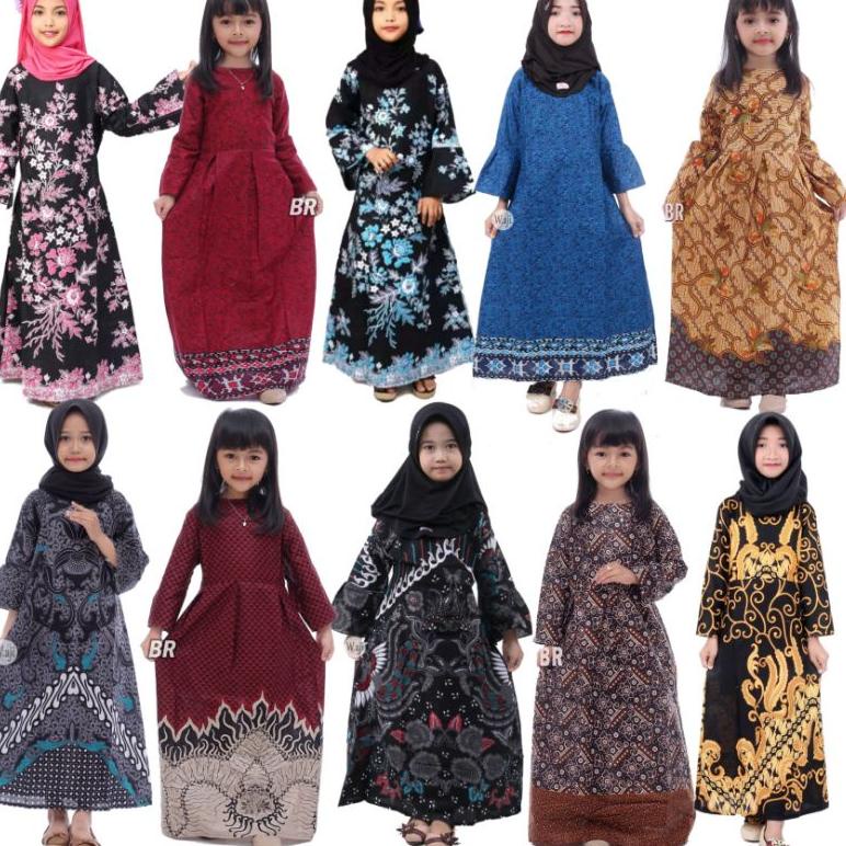 Gamis Batik Anak - Umur 3 sampai 10 tahun - gamis batik - bisa ecer dan grosir "Qar31au22r"