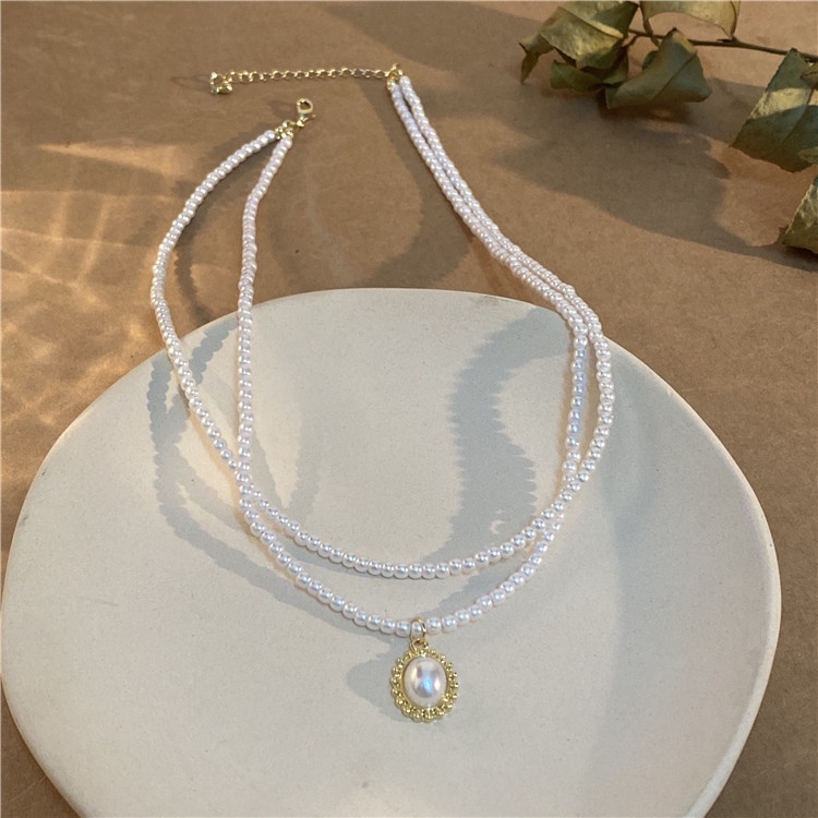 IFYOU Kalung Rantai Liontin Mutiara Warna Silver Untuk Wanita