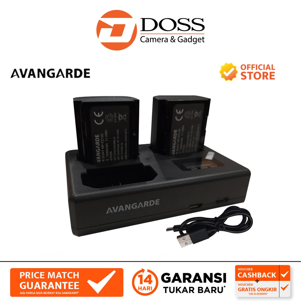 Avangarde Battery NP-FZ100 + Dual Charger / NP FZ100 for Sony