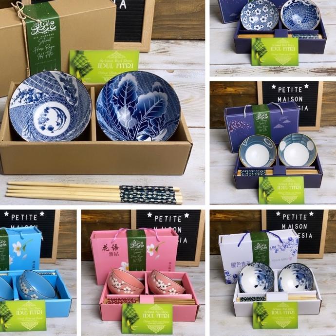 

D0S♛ Japanese Bowl set isi 2 Paket mangkok keramik Lebaran Idul Fitri Eid hampers Pasti Laris