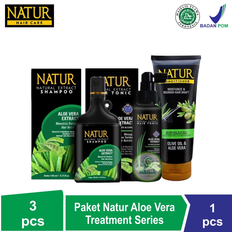 Paket Natur Nutritive Treatment Series (Shampo Aloe Vera 140ml+Hair Tonic Aloevera 90ml+Conditioner)