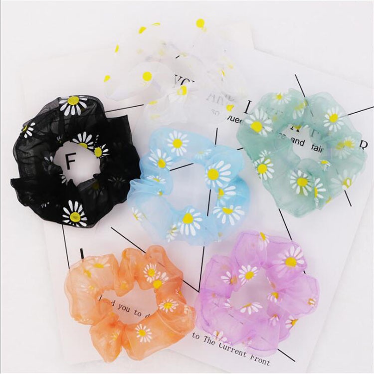 Ikat Rambut Tile Flower Scrunchie Bunga Daisy MALLSHOPPING