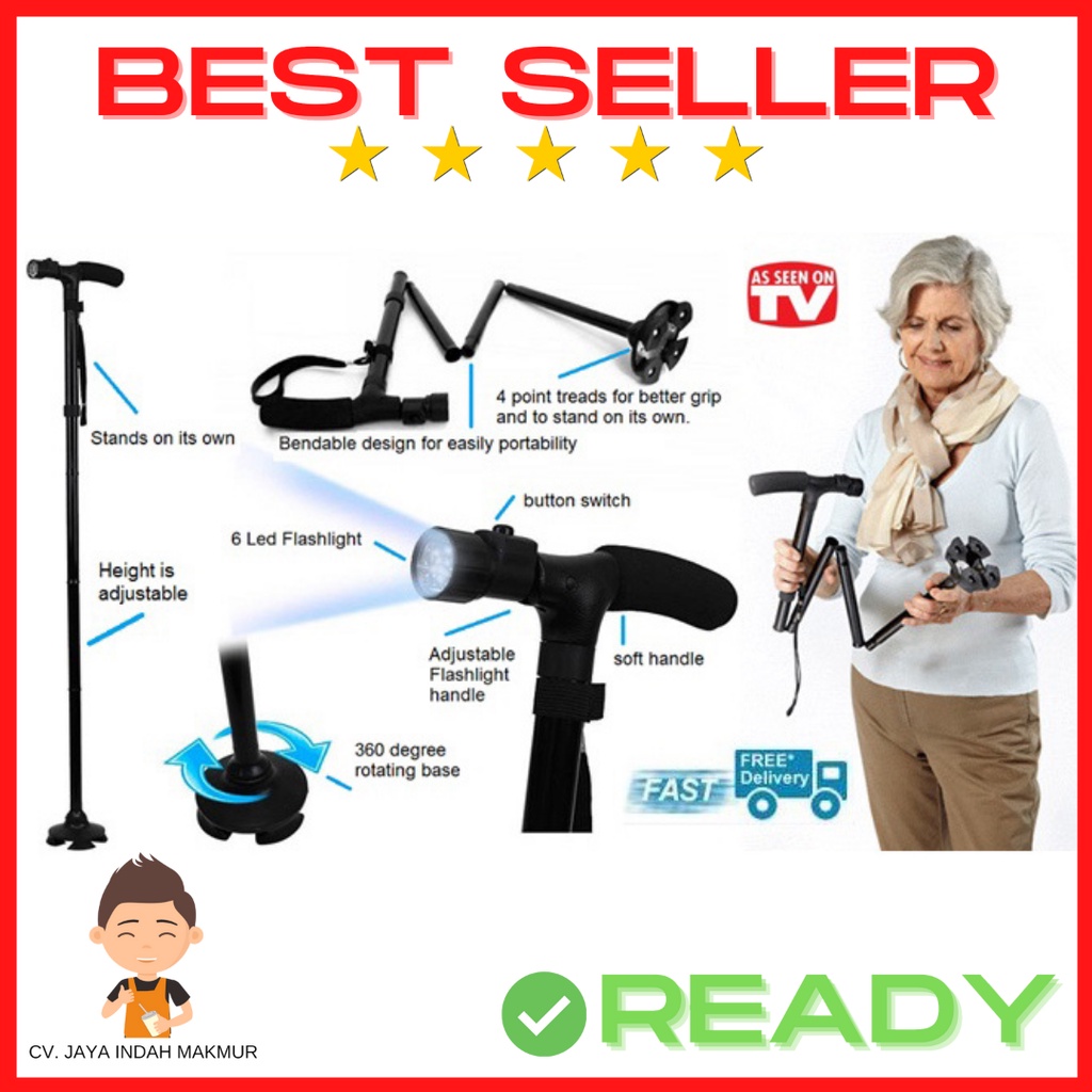 Alat Bantu Jalan Tongkat Lipat Kaki Empat Tongkat Kaki 4 Manula Tongkat