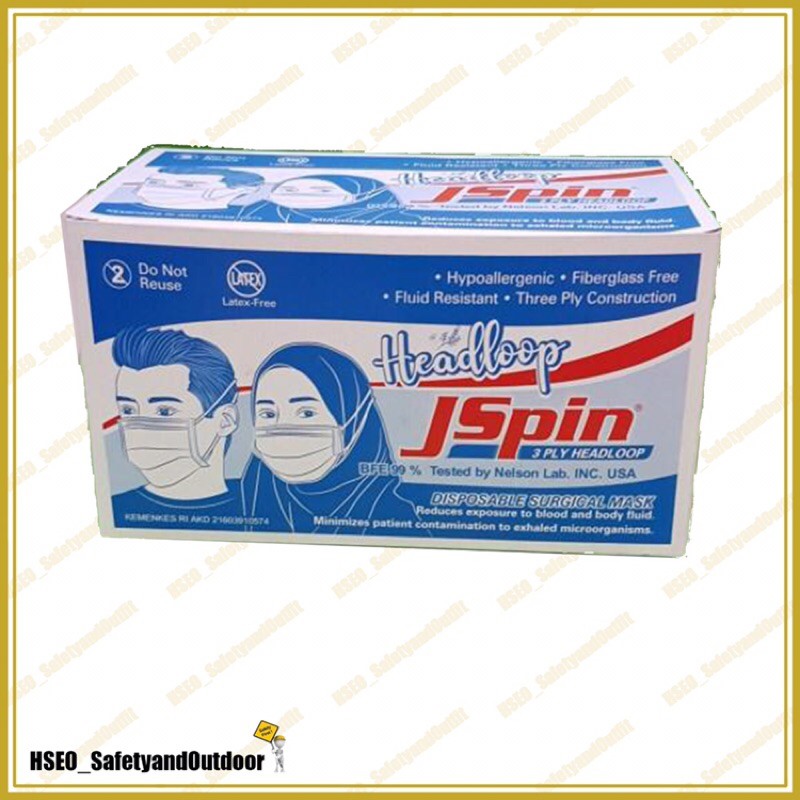 JSpin HEADLOOP disposable surgical mask 3 ply / masker medis JSpin HIJAB