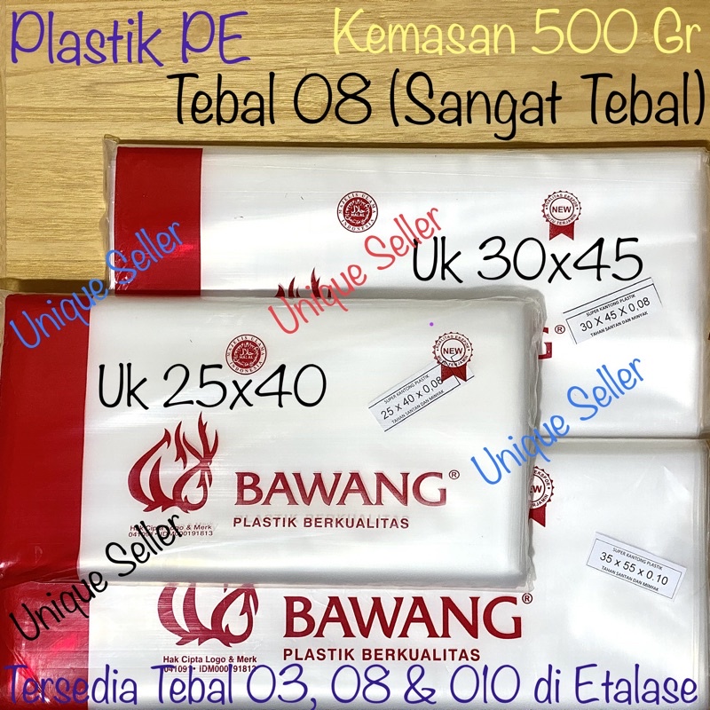 Plastik PE Bawang Tebal 08 Uk 25x40 (4 kg) 30x45 (5 kg) / Kantong Plastik PE Bawang uk 4 kg 5 kg Tebal 0.08 / Kantong Plastik PE untuk Beras Minyak uk 4 kg 5 kg Tebal 0,08 / Plastik PE Bawang Tebal 008 Uk 25x40 (4 kg) 30x45 (5 kg)