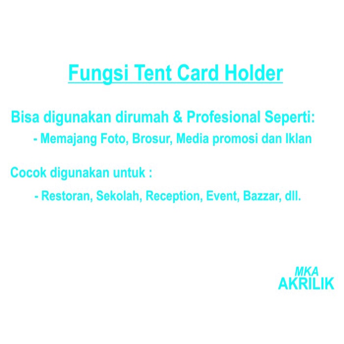 

Trendi Akrilik Tent Card A6 (T) - Acrylic Standing - Card Holder Limited