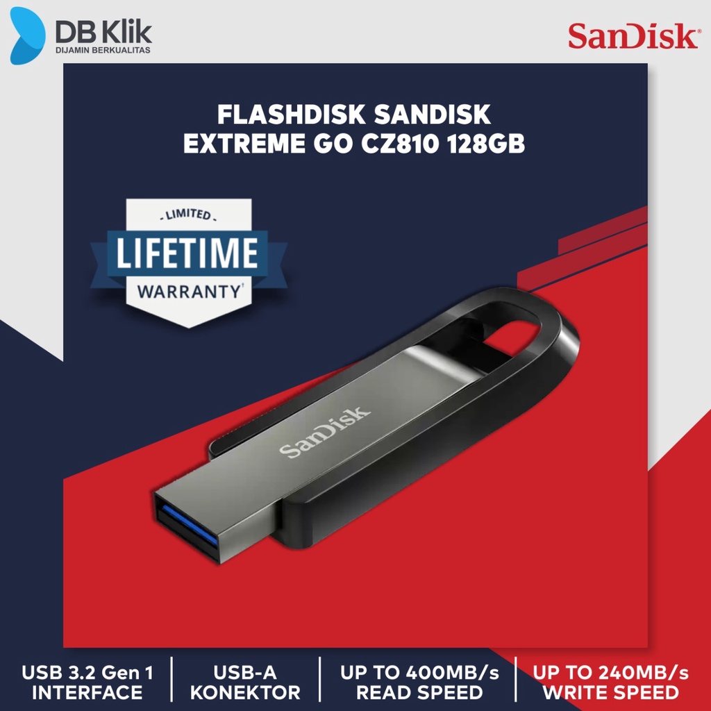 &quot;Flashdisk SanDisk Extreme GO CZ810 128GB USB 3.2 - SDCZ810-128G-G46&quot;