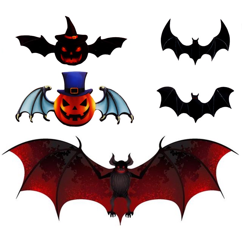 12pcs Stiker Dinding Desain Kelelawar 3d Warna Hitam Bahan Pvc Untuk Dekorasi Pesta Halloween