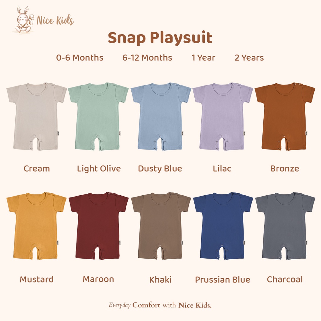 [REJECT SALE] Nice Kids - Snap Playsuit (Baby Playsuit 0-2 Tahun) Jumper Pakaian Bayi Anak Newborn