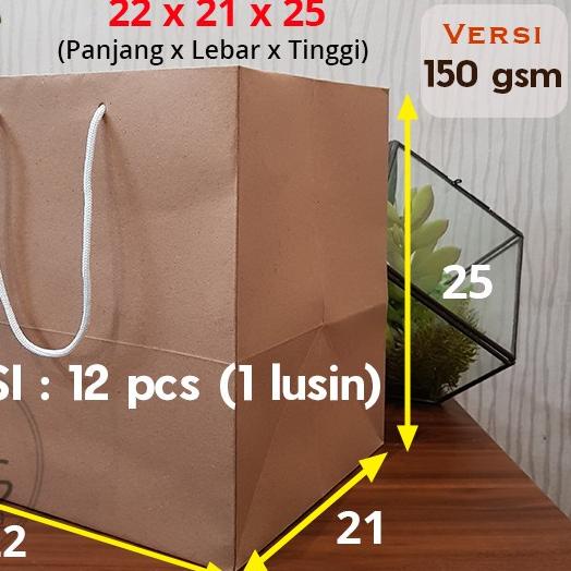 

☪ Paper bag / Tas Kertas Paperbag Kraft Coklat Kotak Food Box / Bowl 22 x 21 x 25 (12 pcs) ●