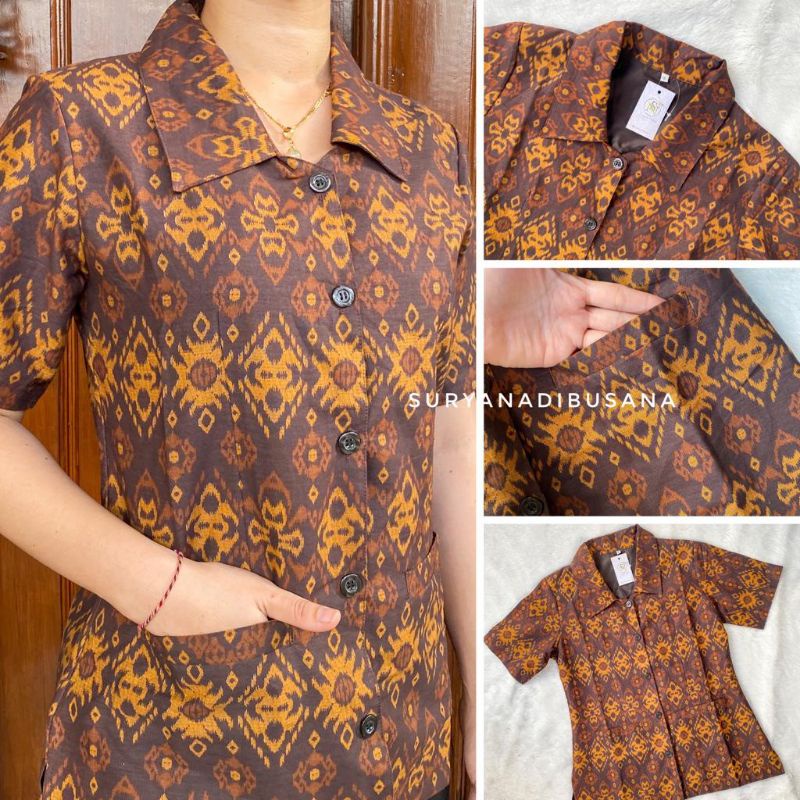 Kemeja Endek Wanita | Baju Endek Bali Murah (FURING)