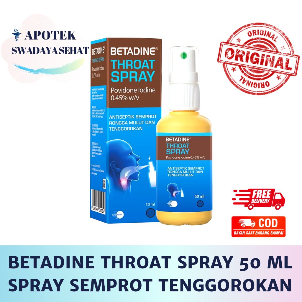 BETADINE THROAT SPRAY 50 ML - Spray Semprot Tenggorokan Antiseptik Rongga Mulut dan Tenggorokan