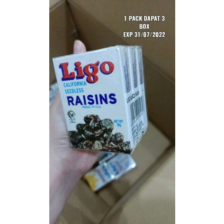 

Import Raisin Hitam Ligo merek lama 1pack isi 3kotak