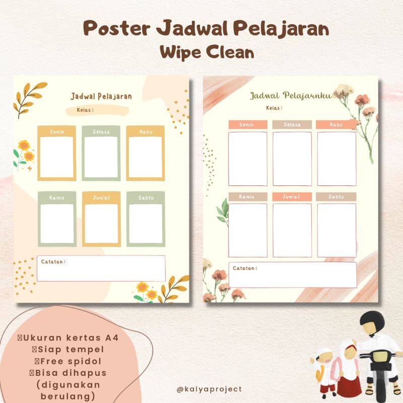 

Poster Jadwal Pelajaran Sekolah Anak