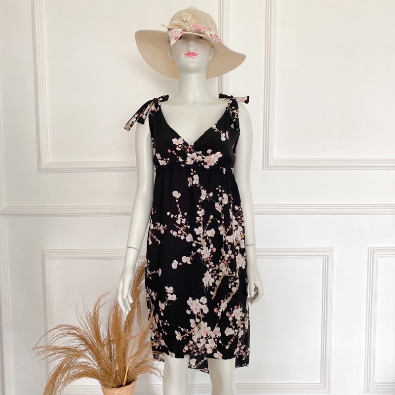 SAKURA BLACK CARISSA DRESS | daster tali | daster monalisa| daster lingerie