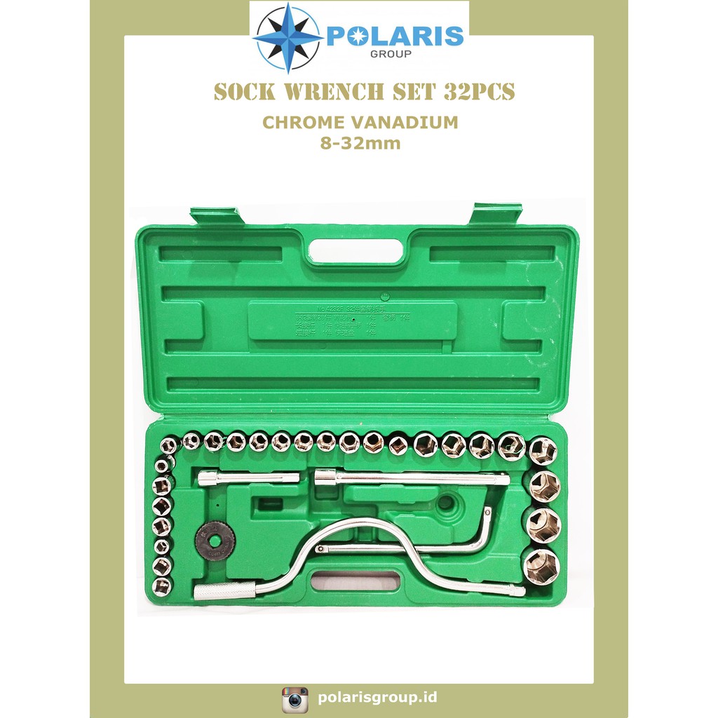 KUNCI SHOCK / SHOCK WRENCH SET 32 PCS / CHROME VANADIUM 8-32mm