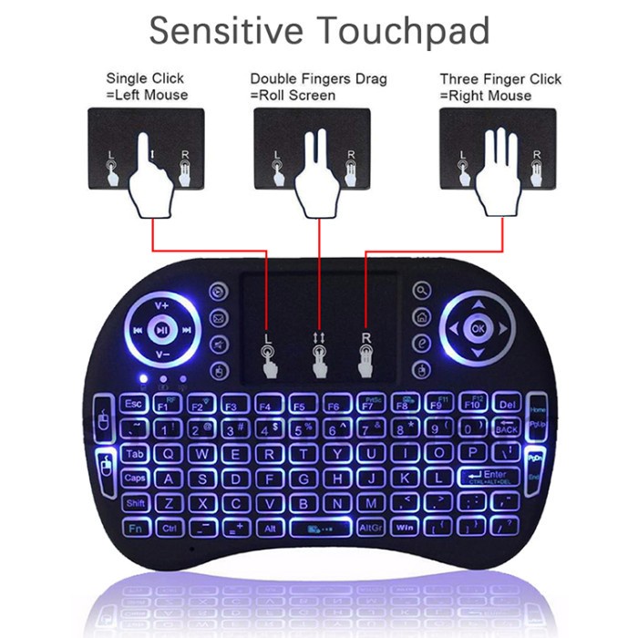 Mini Keyboard Wireless 2.4G Touchpad Keyboard LED Backlit + Mouse