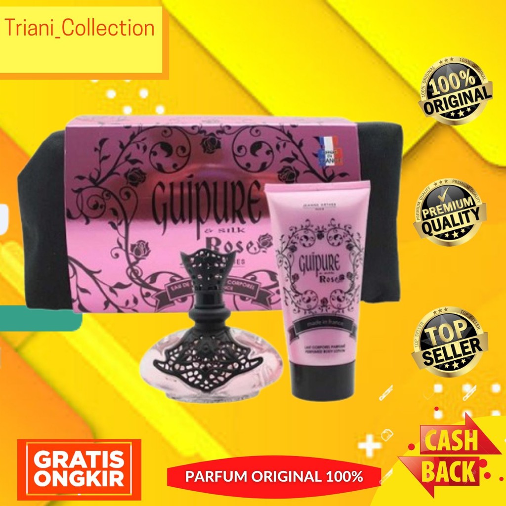 Parfum Parfume Perfume Asli Original Wanita Jeanne Arthes Guipure&Silk Rose for Women (Giftset)