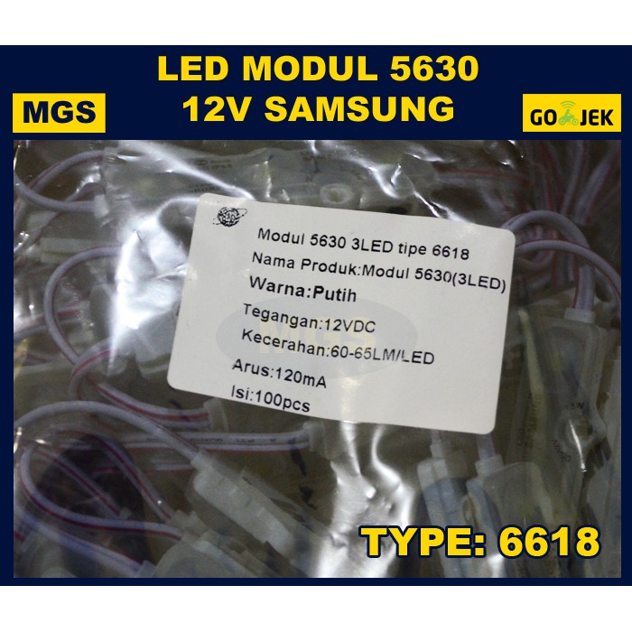 100Pcs Modul 3 LED Type 6618 12V - Putih