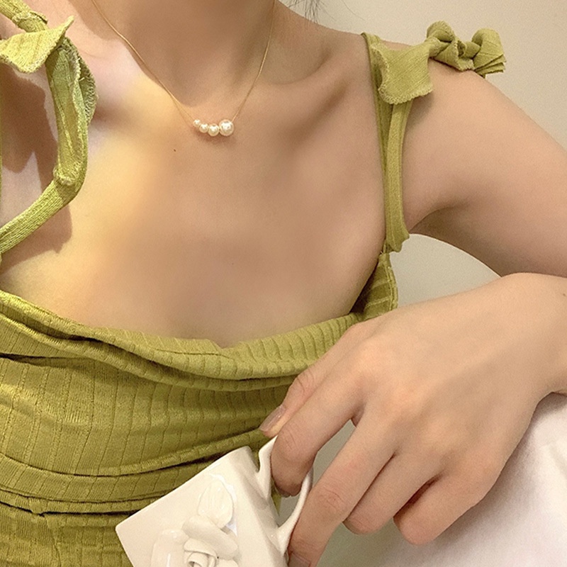 Papaozhu Ins Trendi Mutiara Manik-Manik Liontin Kalung Untuk Wanita Gadis Vintage 14 K Emas Choker Perhiasan