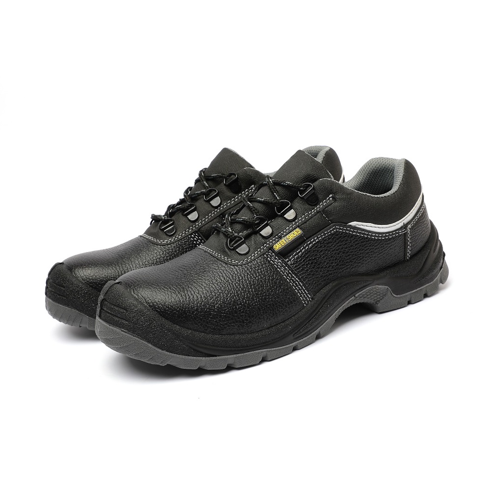 Sepatu Safety Shoes Pria Steel Toe Ujung Besi Low Cut Hitam Abu