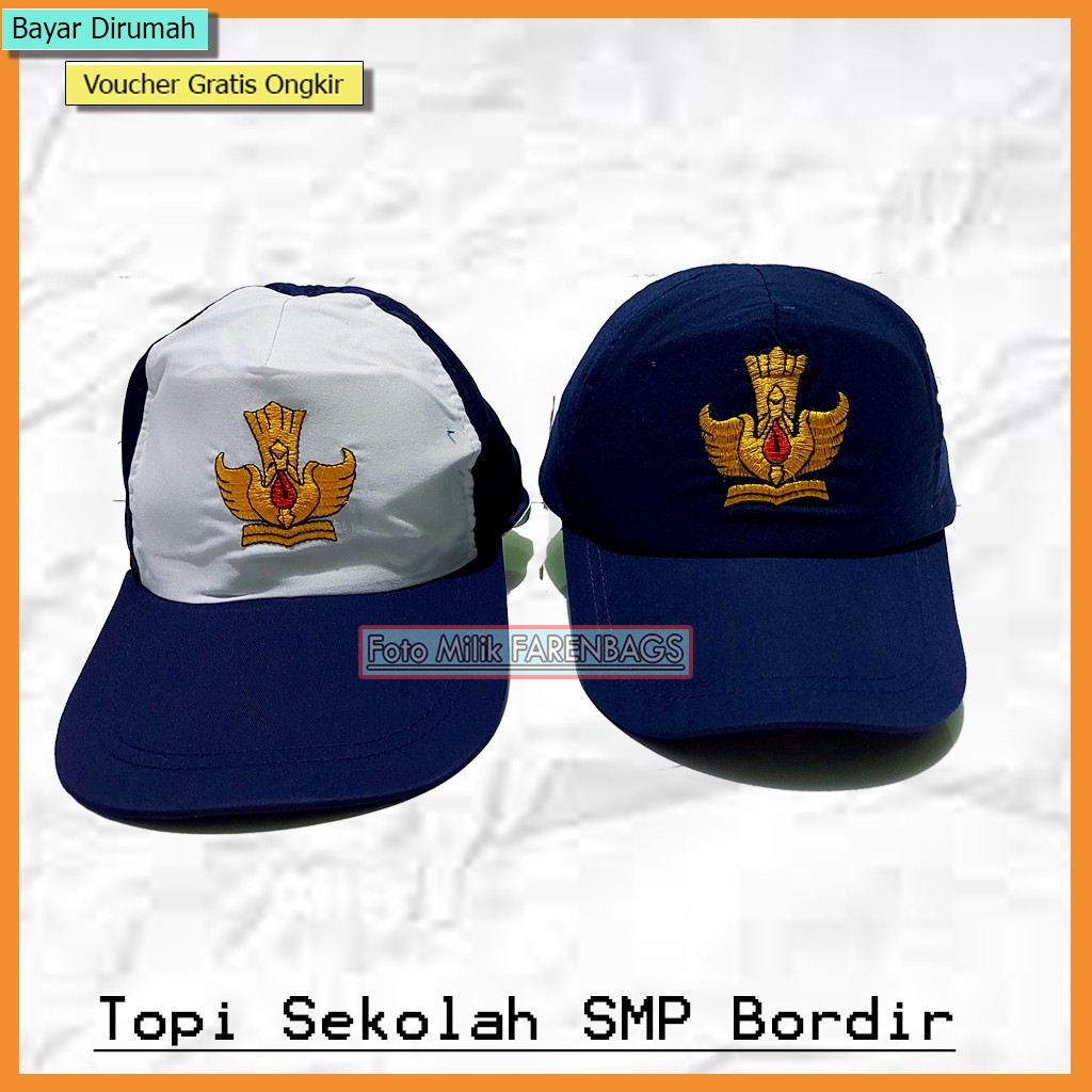 Topi Sekolah SMP Topi Anak SMP Topi Putih Biru SMP Bordir