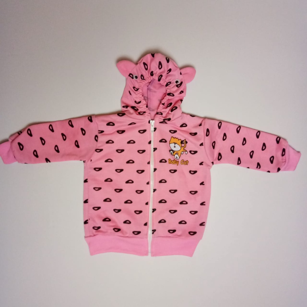 Jaket Bayi Motif Baby Cat Bahan Flecee