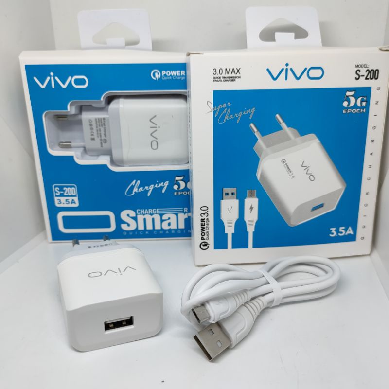 Charger Casan Vivo S-200 Quick Charger Output 2.4A Kabel USB Micro