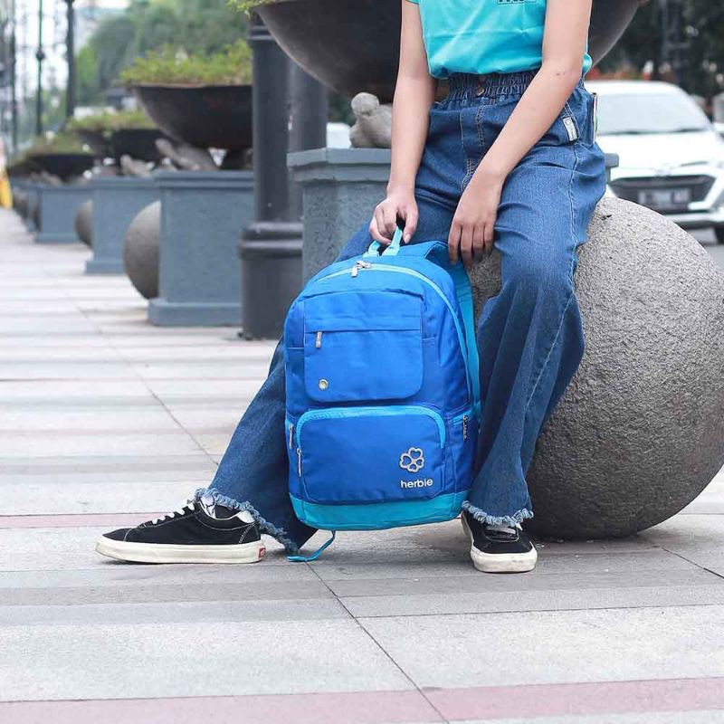 New Arrival - Tas Backpack Wanita Terbaru Biru | Tas Ransel Punggung Cantik | Tas Kasual Kerja Sekolah Kuliah Cewek Bahan Premium