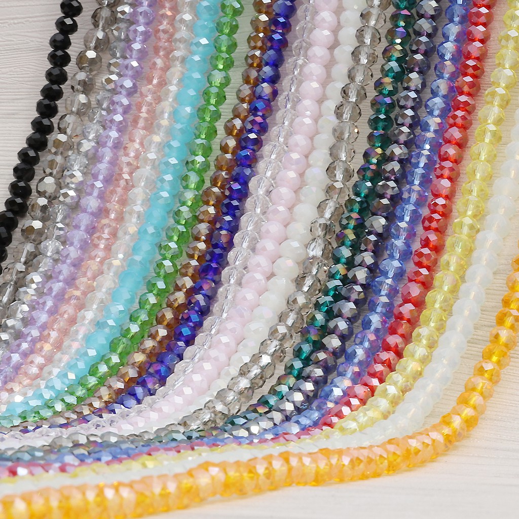 Wholesale 145 Pcs 4 mm Multicolor Rondelle Faceted Glass Beads Czech Crystal Beads For Jewelry Crafts Sewing Clothing Accessories