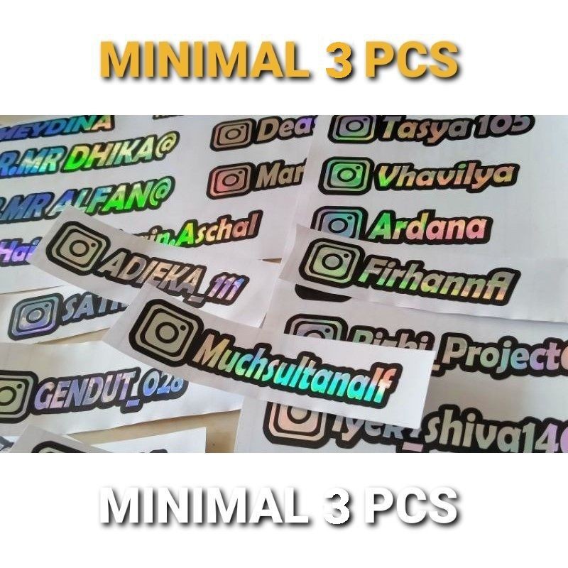 Stiker hologram IG, nama, custom, stiker laptop, stiker motor | Shopee