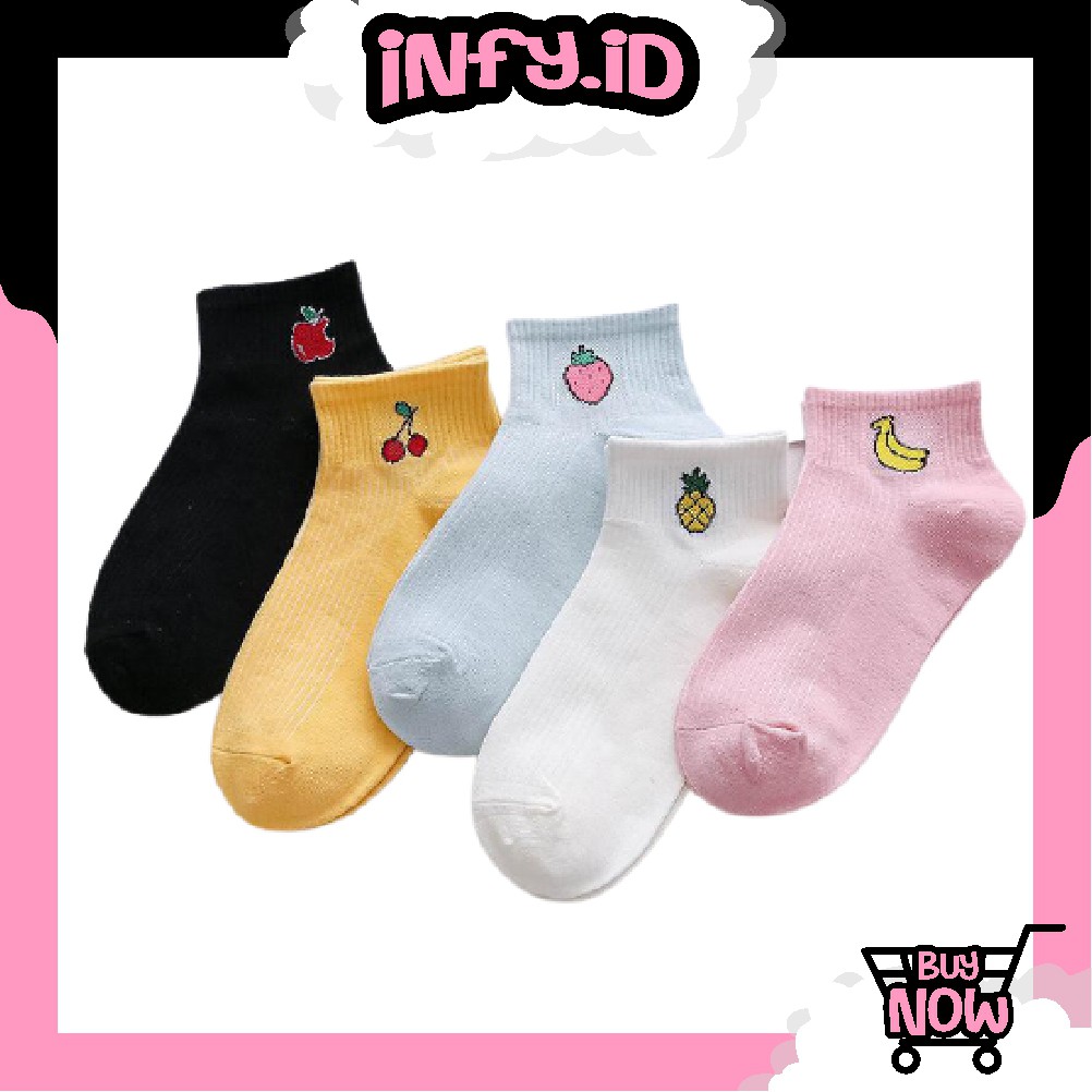 INFY - Kaos Kaki Motif Buah Cute Kaoskaki Pendek Socks Fruit Fashion Wanita Korea Import COD R139